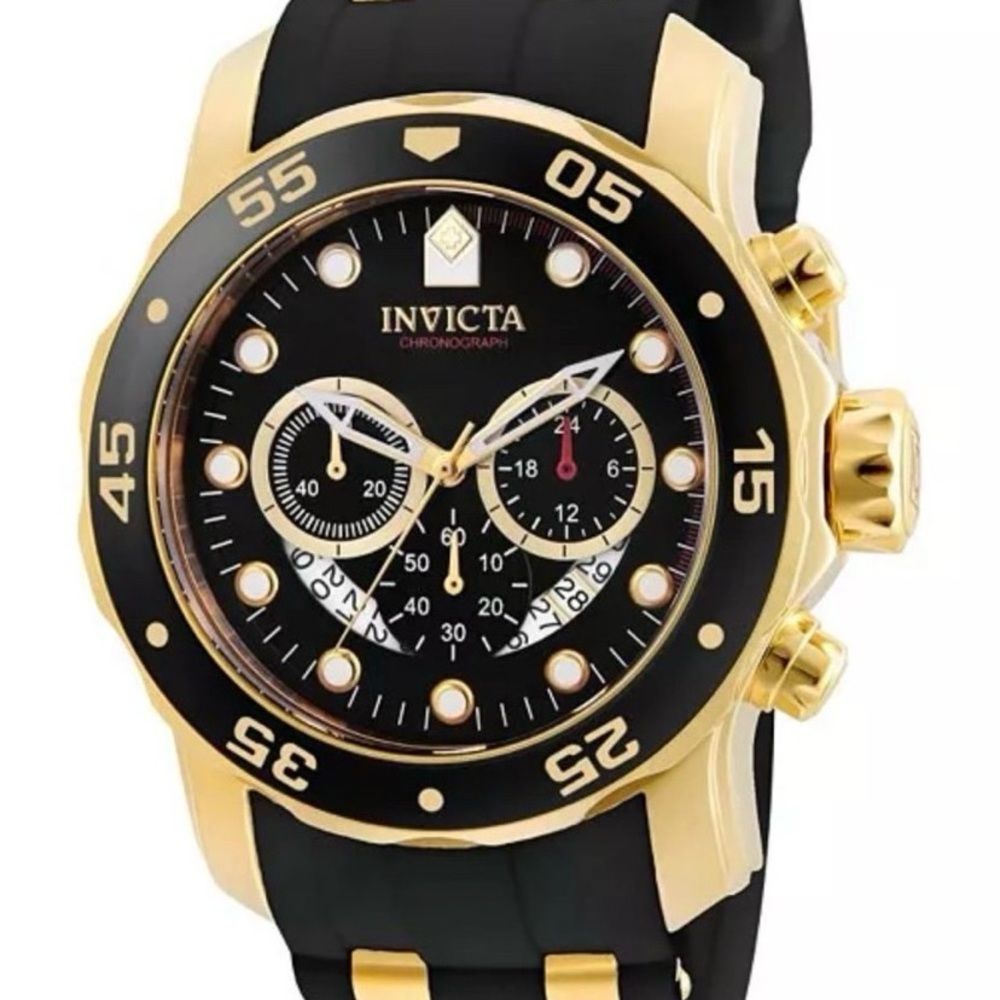 Invicta men’s Black and Gold Chronograph Pro Diver Stainless Steel Quartz Watch - Picture 2 of 9